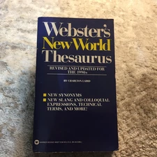 Webster's New World Thesaurus Paperback Book by Charlton Laird Warner Books 1990