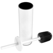 WZKALY Toilet Brush and Holder Set, Stainless Steel Bowl White