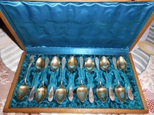 12 Moccalöffel 800 Silber (Halbmond und Krone) im Originaletui