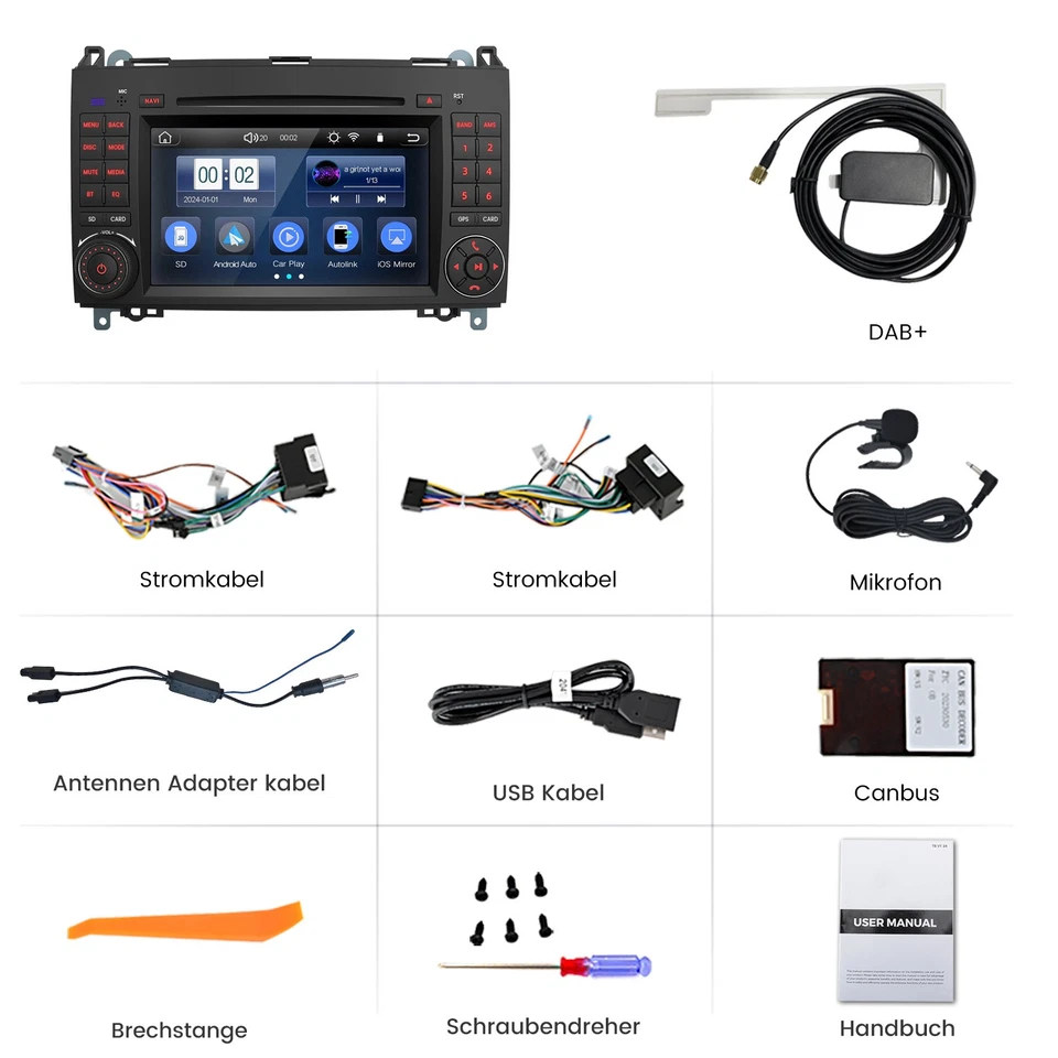 Für Mercedes Benz A/B Klasse Sprinter Viano Vito W639 Autoradio GPS Navi Carplay - Bild 4 von 4