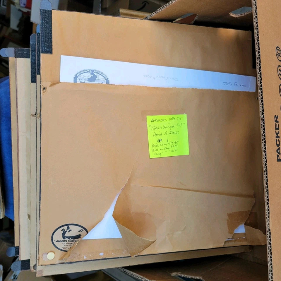 Signed 1983 Arkansas Teal Duck Stamp Print  2 Stamps 131/600 David Maass 17" - Image 4 of 4