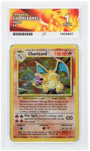 ACE 1 - Pokémon Charizard Holo - Base Set Unlimited - 4/102 - WOTC 1999 Rare TCG
