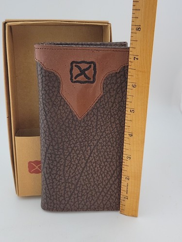 NEW TWISTED X Rodeo Mens Western Wallet GENUINE LEATHER~Brown~ Stitching X Logo - Picture 8 of 9