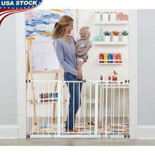 Extra Wide Baby Safety Gate Adjustable Walk Through Pressure Mount 30" Durable