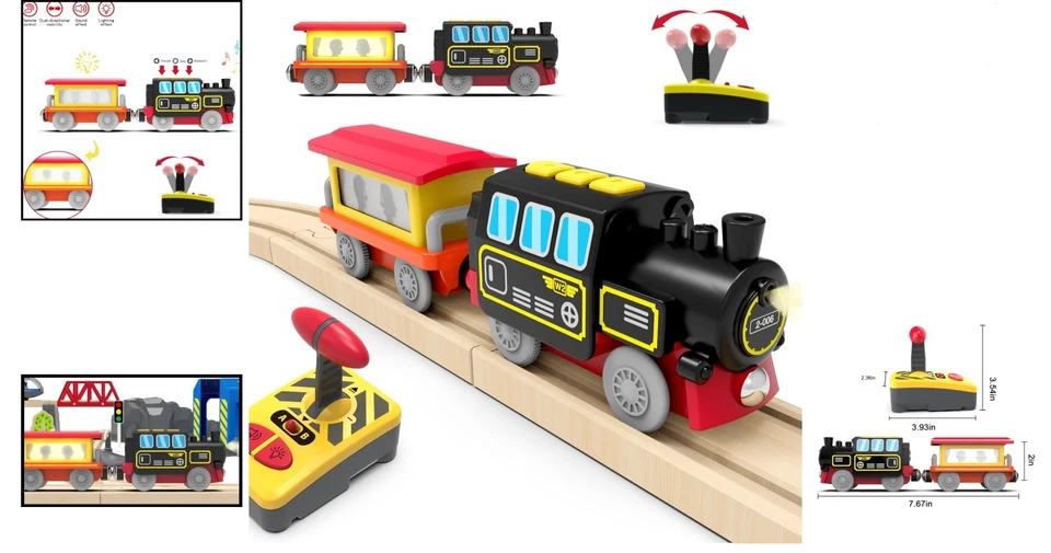 Remote Control Wooden Train Compatible with Thomas, Brio & Chuggington - Image 2 of 4