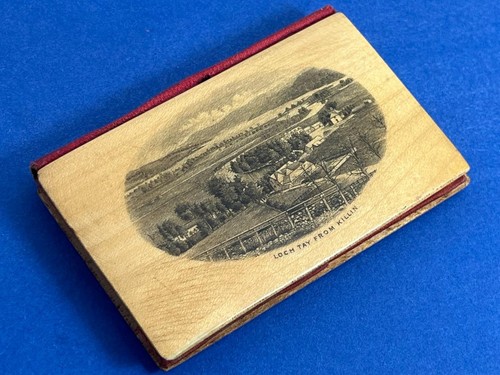 NICE ANTIQUE VICTORIAN SCOTTISH MAUCHLINE WARE SEWING NEEDLE CASE " LOCH TAY " - Picture 3 of 14