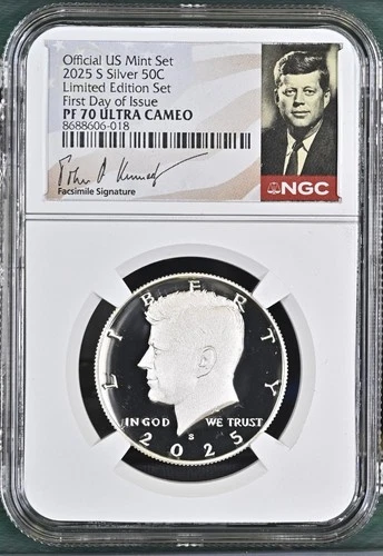 2025 S Kennedy SILVER Half Dollar 50C NGC PF70 First Day  (Limited Edition Set )