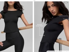 alo yoga Alosoft Back For More Tee in Black ,NWT, Medium .orig$68