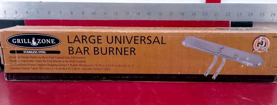 Quemador de barra universal grande INOX CON tubos Venturi ajustables - zona de parrilla Foto 2 de 4