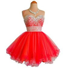 Women's SHORT Embroidery beaded homecoming Cocktail Party prom dress