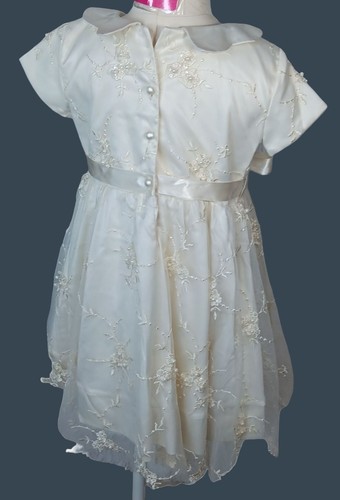 Fox & Heron Dress Ivory Girls 4 Holiday Embroidery Squins Faux Pearls Easter Wed - Picture 4 of 24