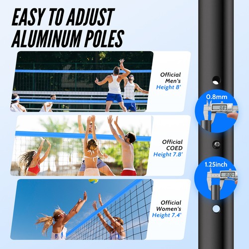 Volleyball Net Set with Adjustable Height Aluminum Pole, Winch System Volleyball - Picture 3 of 8