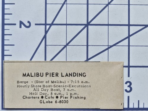 Malibú Pier Landing Charters Tours Pesca Café Excursiones Anuncio Impreso De Colección 1960 - Imagen 2 de 4