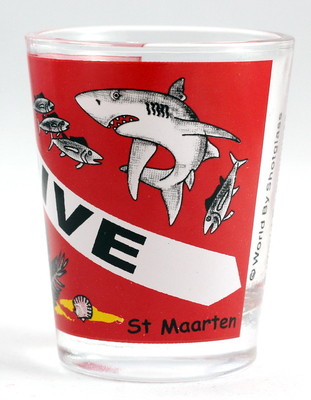 ST. MARTIN DIVE MARINE LIFE SHOT GLASS SHOTGLASS