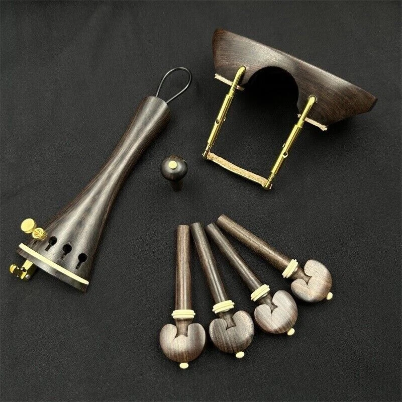 1 set new undyed ebony violin parts 4/4, chinrest, tailpiece, pegs, endpin - Image 3 of 4