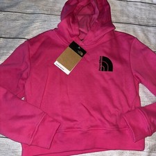 North Face Youth Medium 10 Pink Crop Sweatshirt Hoodie NEW