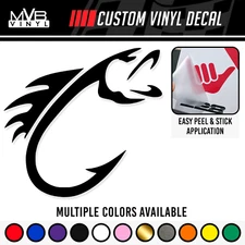 Fishing Hook Vinyl Decal Sticker | bass fish hooker boat outdoors camp crappie