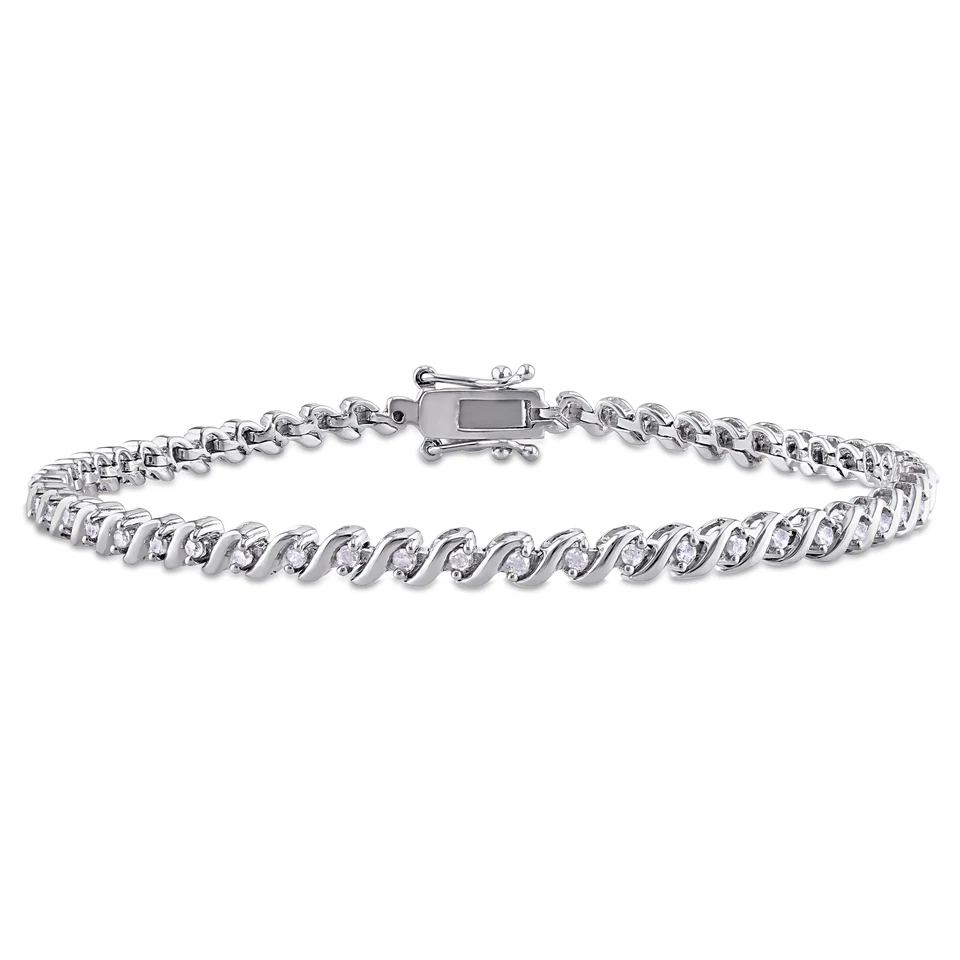 Brazalete de tenis de diamantes TDW de 1/2 quilates de plata de ley Amour