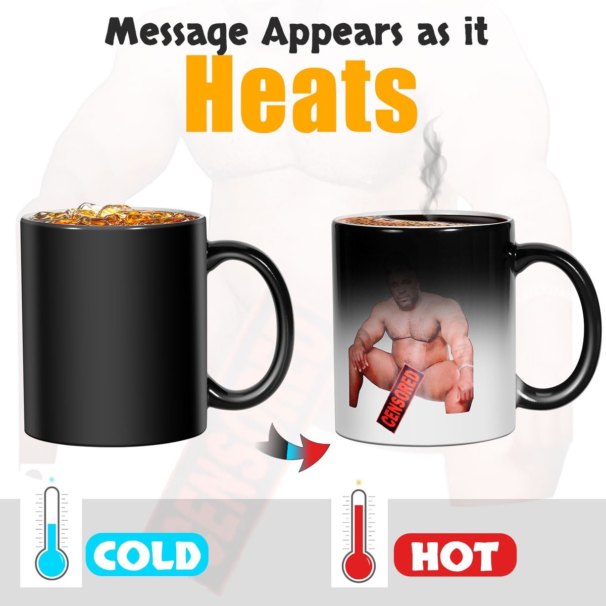 Heating Changing Color Sensitive Cup Barry Wood Coffee Mug Novelty Funny  Gift