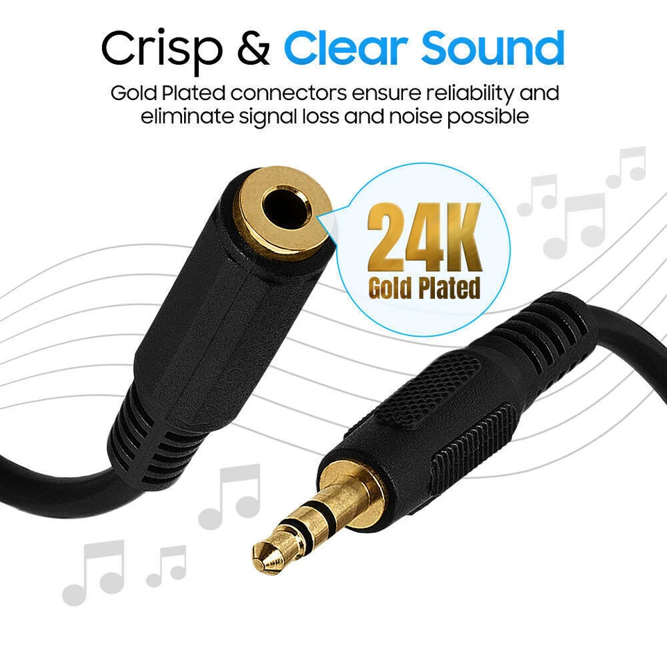 3.5mm Audio Extension Cable Stereo Headphone Cord Male to Female Car AUX MP3 lot - Image 3 of 4