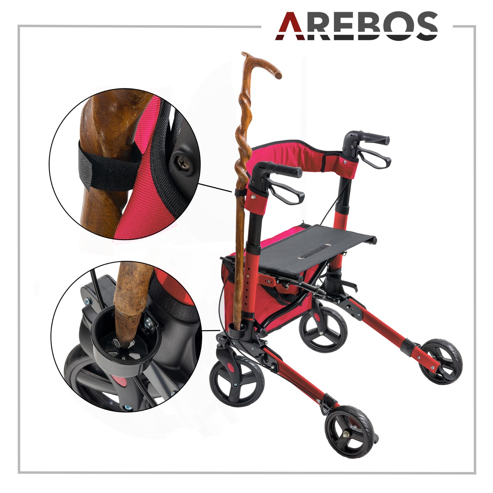 AREBOS Alu rollator foldable lightweight rollator walking aid walking
