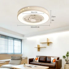 Remote LED Ceiling Fan Light Grid Fan Lamp, 7 Blade Dimmable 3 Speed Fan Lamp ﻿