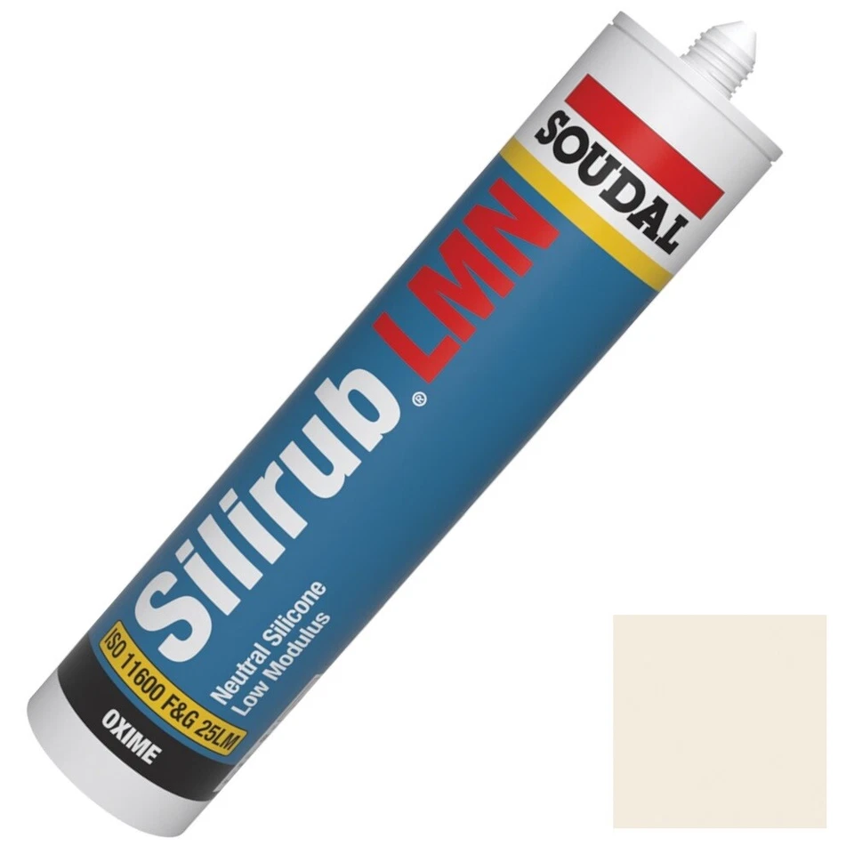 Soudal Silicone Sealant Cream RAL9001 - Silirub Bathroom Shower Kitchen Sealer
