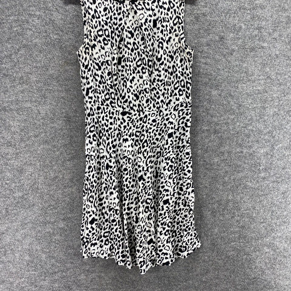 Vestido Ab Studio Mujer 14 Blanco Estampado Animal Cambio Midi Cremallera Sin Mangas Rayón Foto 4 de 4