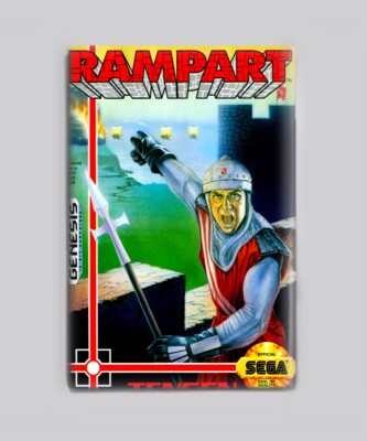RAMPART  / SEGA GENESIS - 2''x3'' FRIDGE MAGNET (box game retro vintage