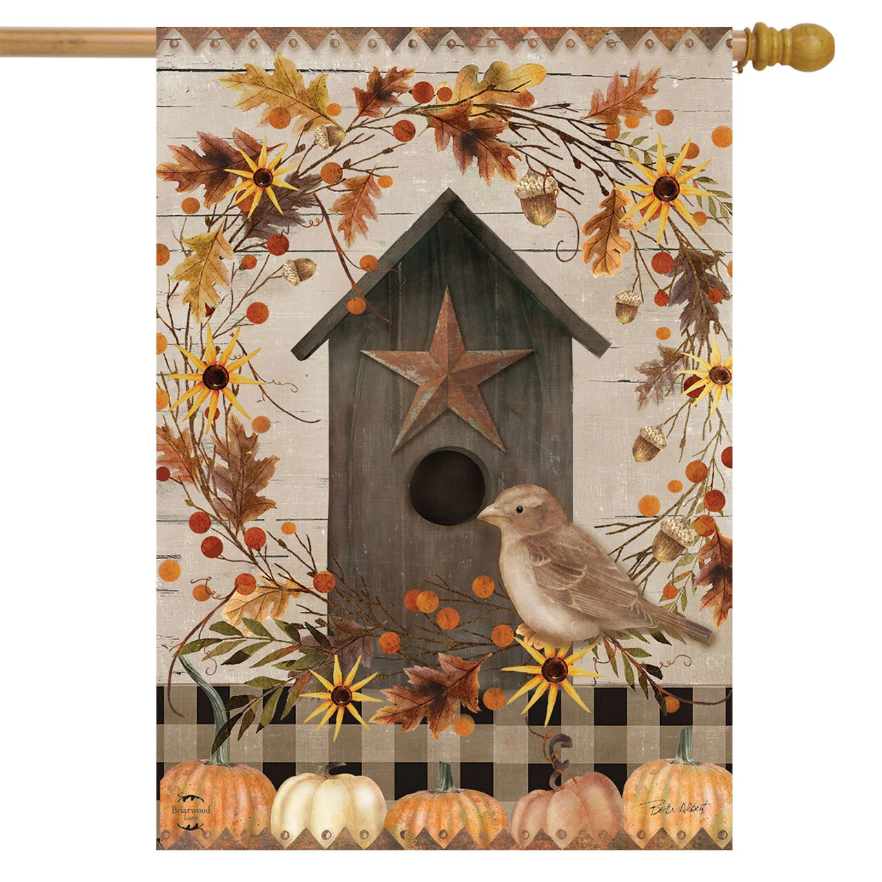 Primitive Fall Birdhouse Garden Flag - Thumbnail 5