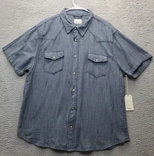 Mutual Weave Shirt Mens 2XL Multi Herringbone Chest Pocket Casual Pearl Snap Up