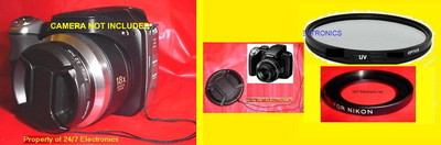 NEW SET To CAMERA NIKON COOLPIX P80 - ADAPTER-RING+LENS CAP+UV FILTER 52mm