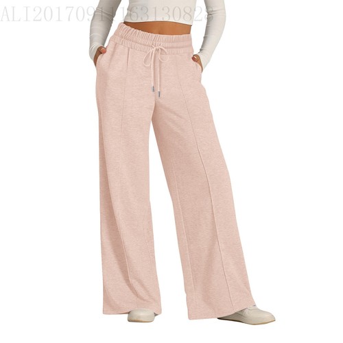 UK Ladies Holiday Wide Leg Sweatpants Bottom Casual Sports Jogger Pants Trousers - Picture 31 of 35