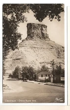 RPPC Postcard Castlerock Green River WY Street View Old Car-VR1