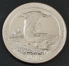 2018-D Block Island National Park Quarter AU / MS