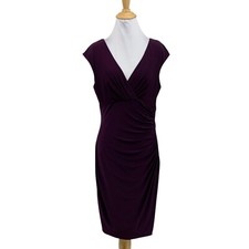 Lauren Ralph Lauren Dress Womens 10 Hibiscus Surplice Neck Bodice Ruched Sheath