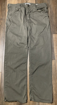 Mavi Jeans Men's 38x32.5(38x34TAG) Olive Green Sateen Matt Relaxed Preppy