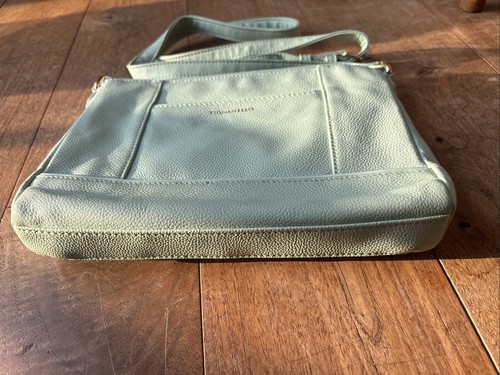 Tignanello Aqua Pale Green Leather Organiser Handbag, Shoulder Bag VGC - Picture 5 of 11