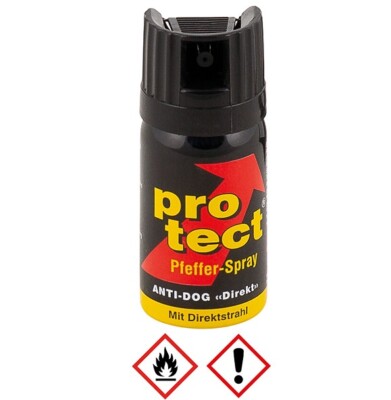 MFH Pfefferspray Protect 40ml Direktstrahl zur Tierabwehr Abwehrspray Reizgas 