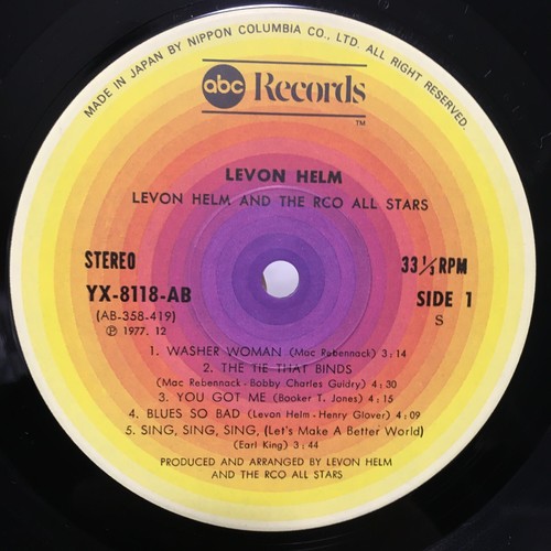 LEVON HELM / THE RCO ALL STARS JAPAN ISSUE LP W/ OBI, INNER, INSERT - Picture 8 of 9