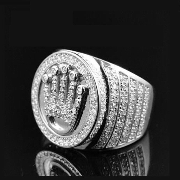 men king crown 3ct round diamond ring royal solitaire gents 14k white