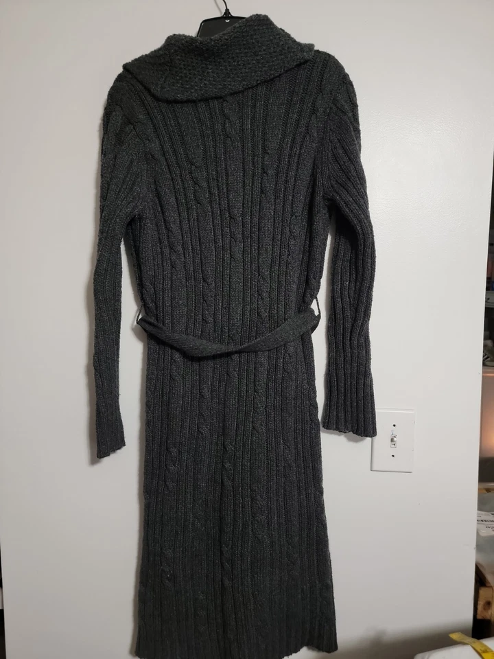 Cárdigan suéter Canyon River Blues para mujer tejido abierto liso talla grande gris Foto 4 de 4