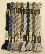 DMC Thread Needlepoint Hand Embroidery 12x DMC Perle #Black Gray Lot
