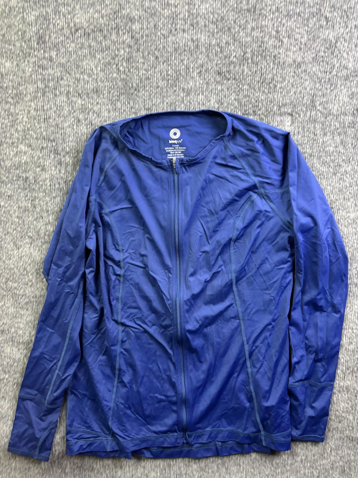BloqUV Shirt Womens XL Blue Full Zip Lightweight Stretch Sun Protection Running