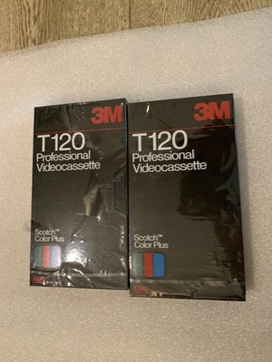 3M (2)  Professional Videocassette T-120 VHS Blank Tape Scotch Color Plus