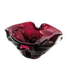 Vintage Murano Burgundy Art Glass Flower Petal Ruffled Bowl Ashtray 5"