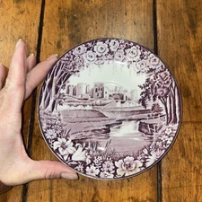 Purple Enoch Woods Castles Wood &Sons England Caerphilly Transferware Saucer