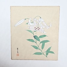 Vintage Japanese SHIKISHI Art Board – "Lily" Hand-Painted Art Piece SKB175