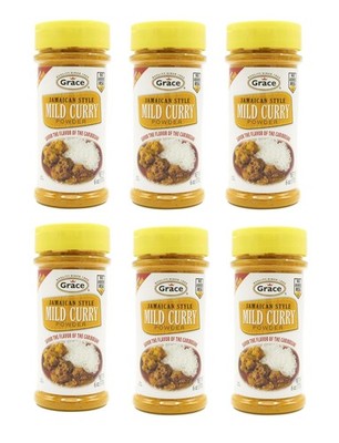 6 Pack Grace Mild Jamaican Curry Powder 6 oz   Premium Caribbean Blend for Meat