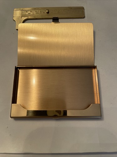 Vintage Gold Over Brass Business Card Case - Picture 3 of 4